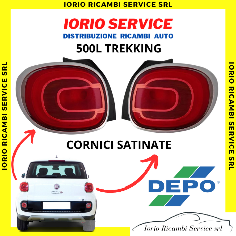 COPPIA FANALI FARI POSTERIORI STOP DX-SX CORNICI SATINATE FIAT 500L TREKKING