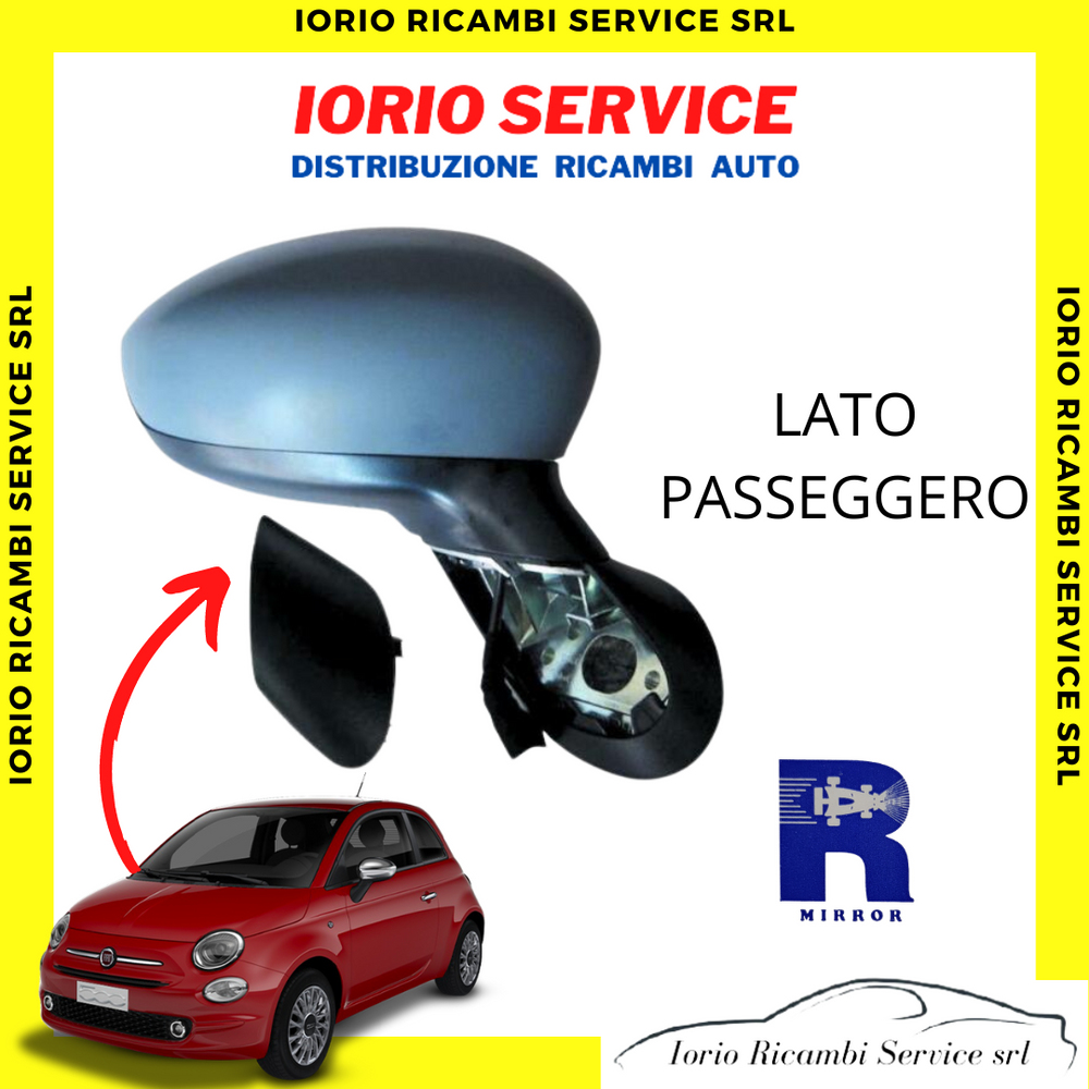 SPECCHIO RETROVISORE DX ELETTRICO TERMICO C/SONDA TEMPERATURA FIAT 500 3P  2007