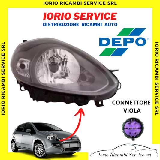FARO ANT. DESTRO FIAT PUNTO EVO  2009 PARABOLA NERA (GRIGIO FUME') - CONN.VIOLA