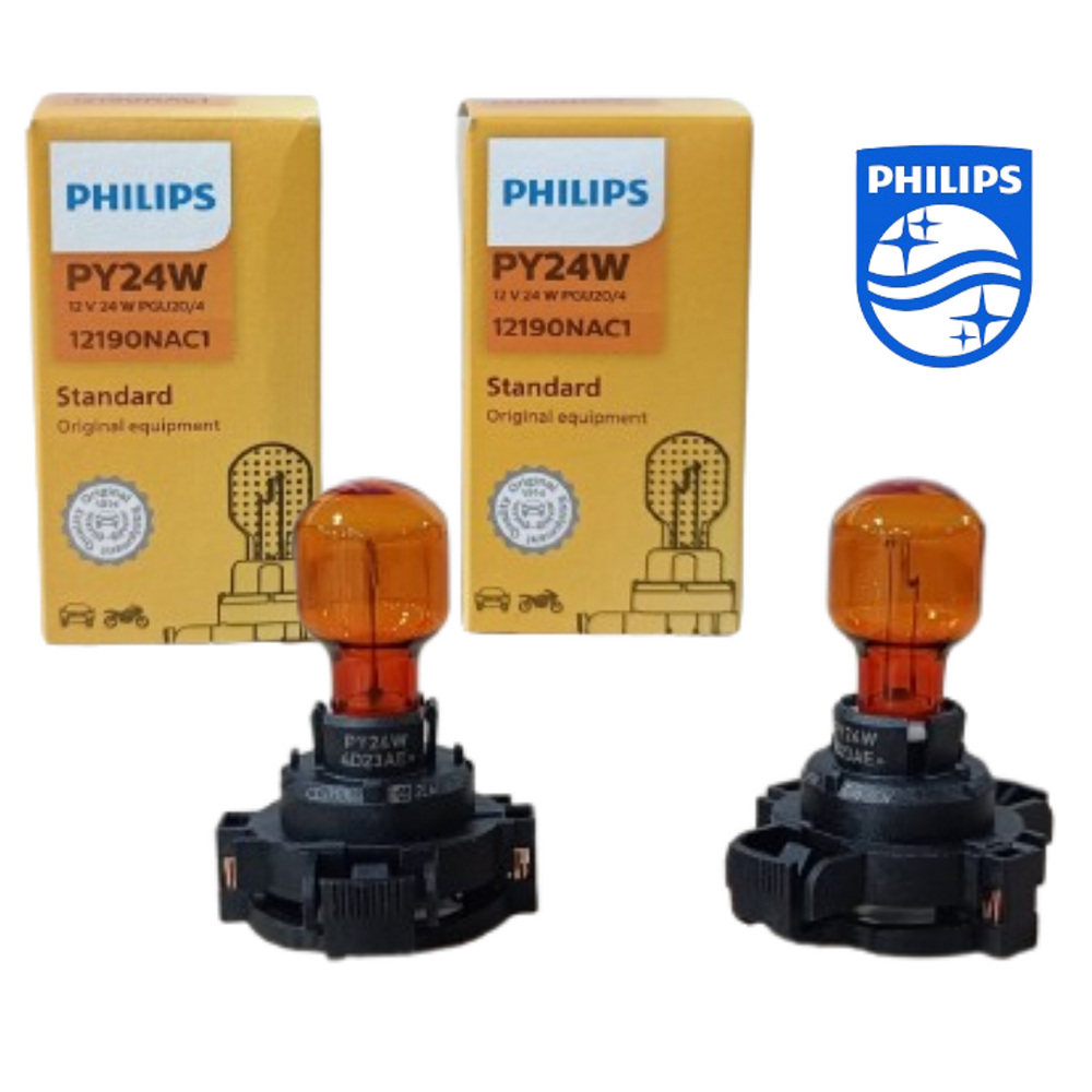 KIT 2 LAMPADINE PHILIPS PY24W SEGNALETORI DI DIREZIONE ALOGENE 12V 24W 12190NAC1