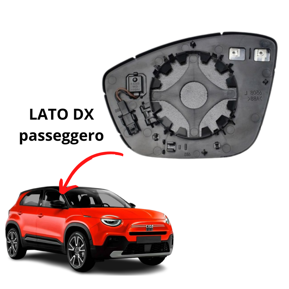 PIASTRA SPECCHIO TERMICA DESTRO LATO  PASSEGGERO CON VETRO FIAT 600  DAL 2023