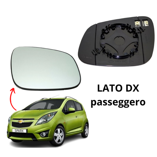 PIASTRA SPECCHIO TERMICO DESTRO DX CON VETRO PER CHEVROLET SPARK    2010 AL 2012
