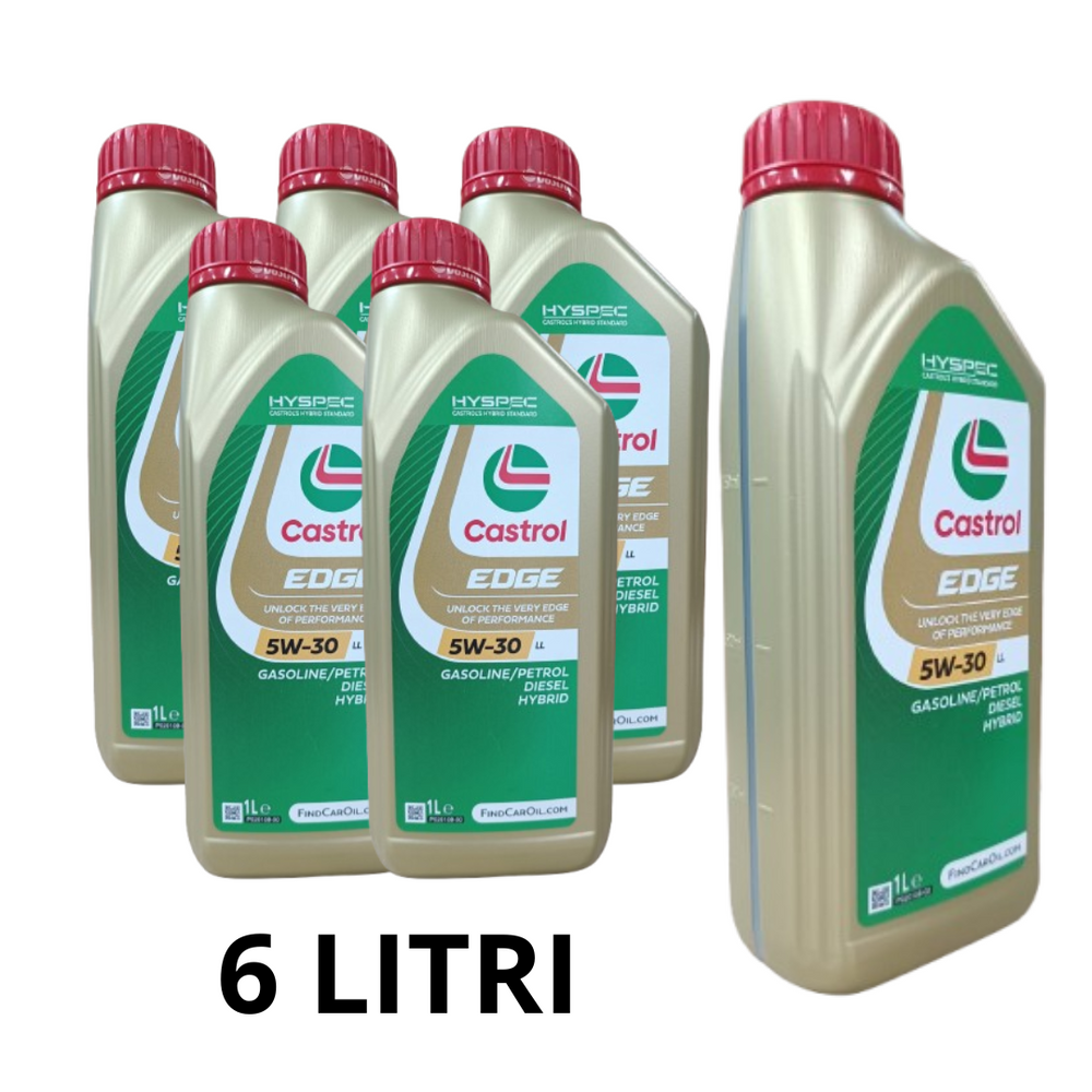 6 LITRI OLIO MOTORE CASTROL EDGE 5W30 LL BENZINA - DIESEL - HYBRID - ACEA C3