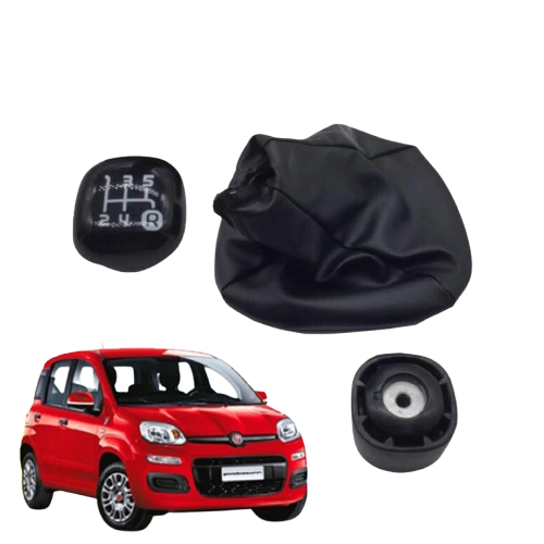 IMPUGNATURA POMELLO LEVA CAMBIO + CUFFIA NERO CINQUE 5 MARCE FIAT PANDA 312 BENZ