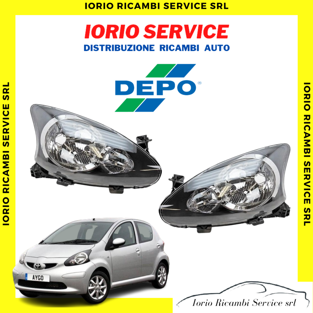 COPPIA FARI FANALI PROIETTORI DEPO ANTERIORI DX SX TOYOTA AYGO I DA 2005 A 2013