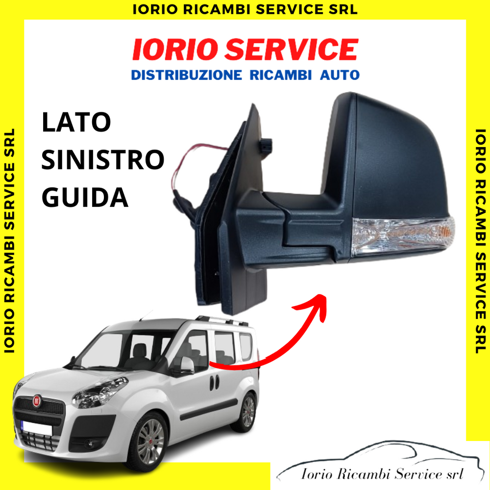 SPECCHIETTO RETROVISORE SINISTRO PER FIAT DOBLÒ CARGO 2010-2015 ELETTRICO NERO