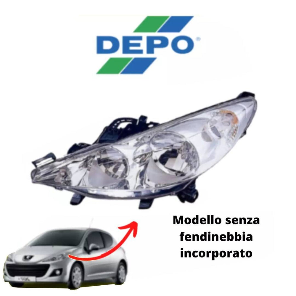 FARO PROIETTORE PEUGEOT 207 ANTERIORE SINISTRO SENZA FENDINEBBIA INCORPORATO