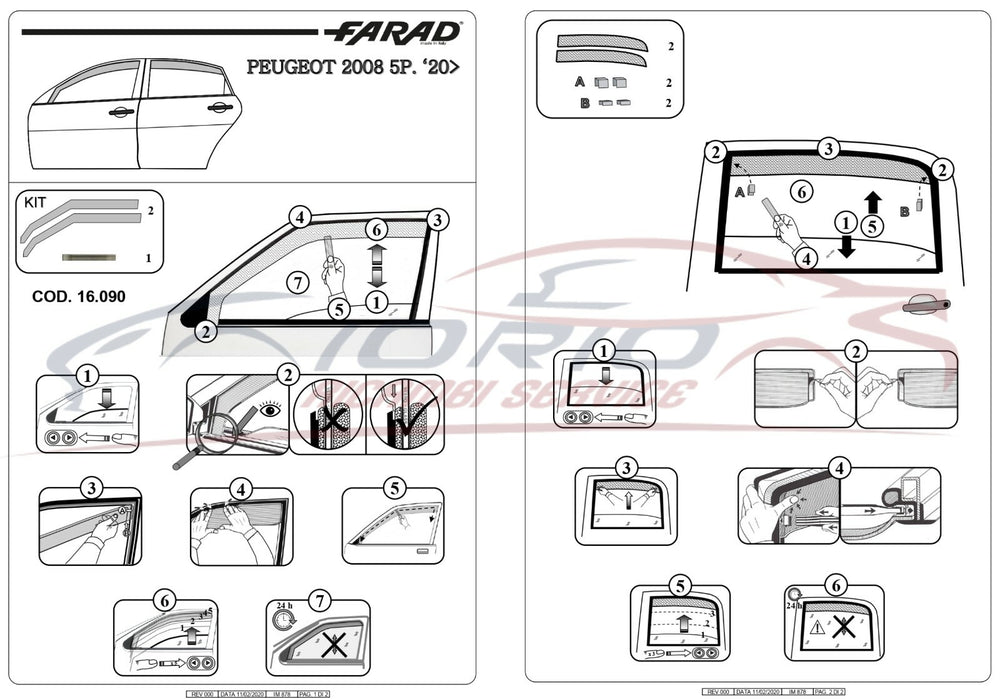 KIT 4 DEFLETTORI ARIA PEUGEOT 3008 5P 2016  FARAD fumé ANTITURBO ANTIVENTO
