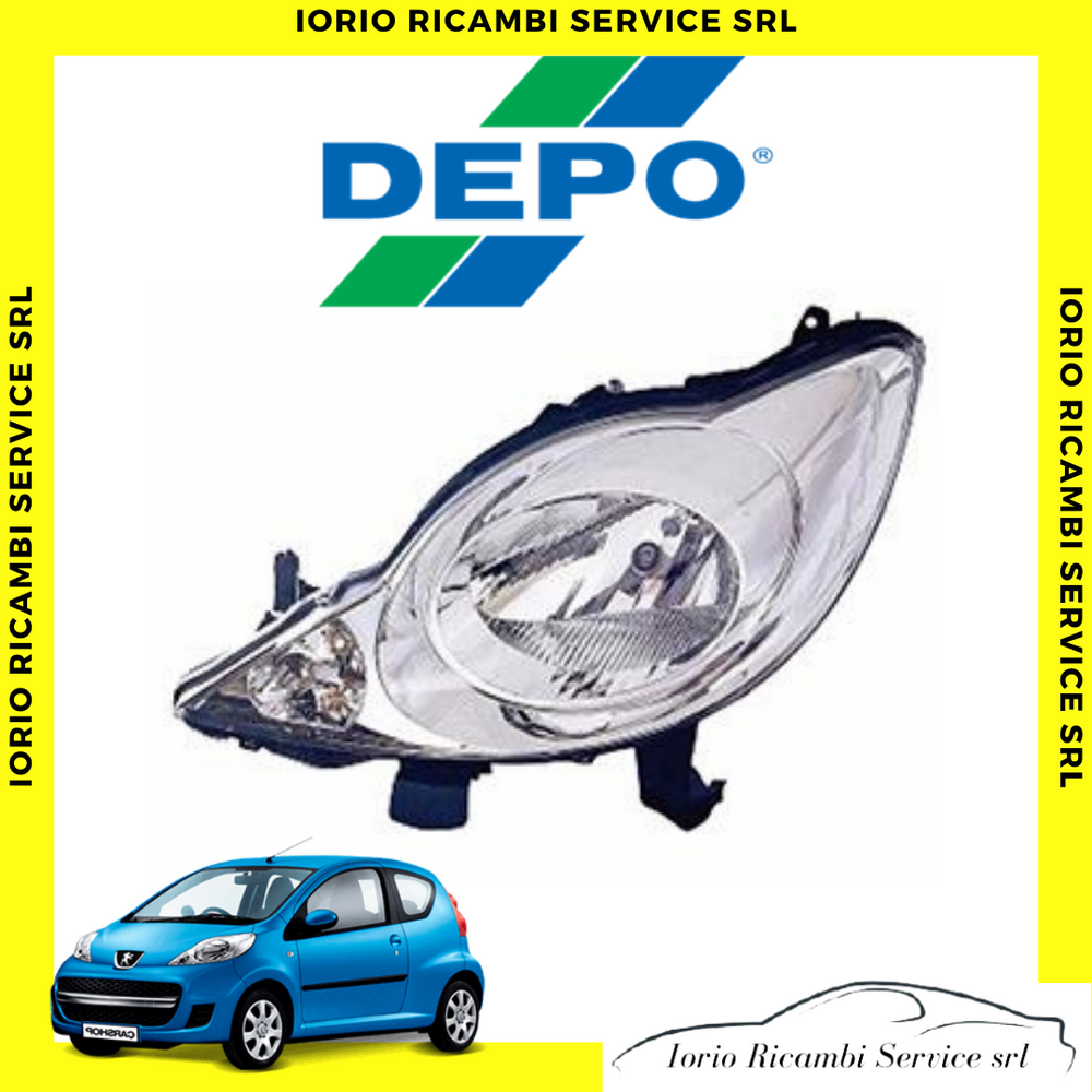 FARO ANTERIORE SINISTRO SX PEUGEOT 107 2005 a 2011 FANALE PROIETTORE NO RESTYLIN