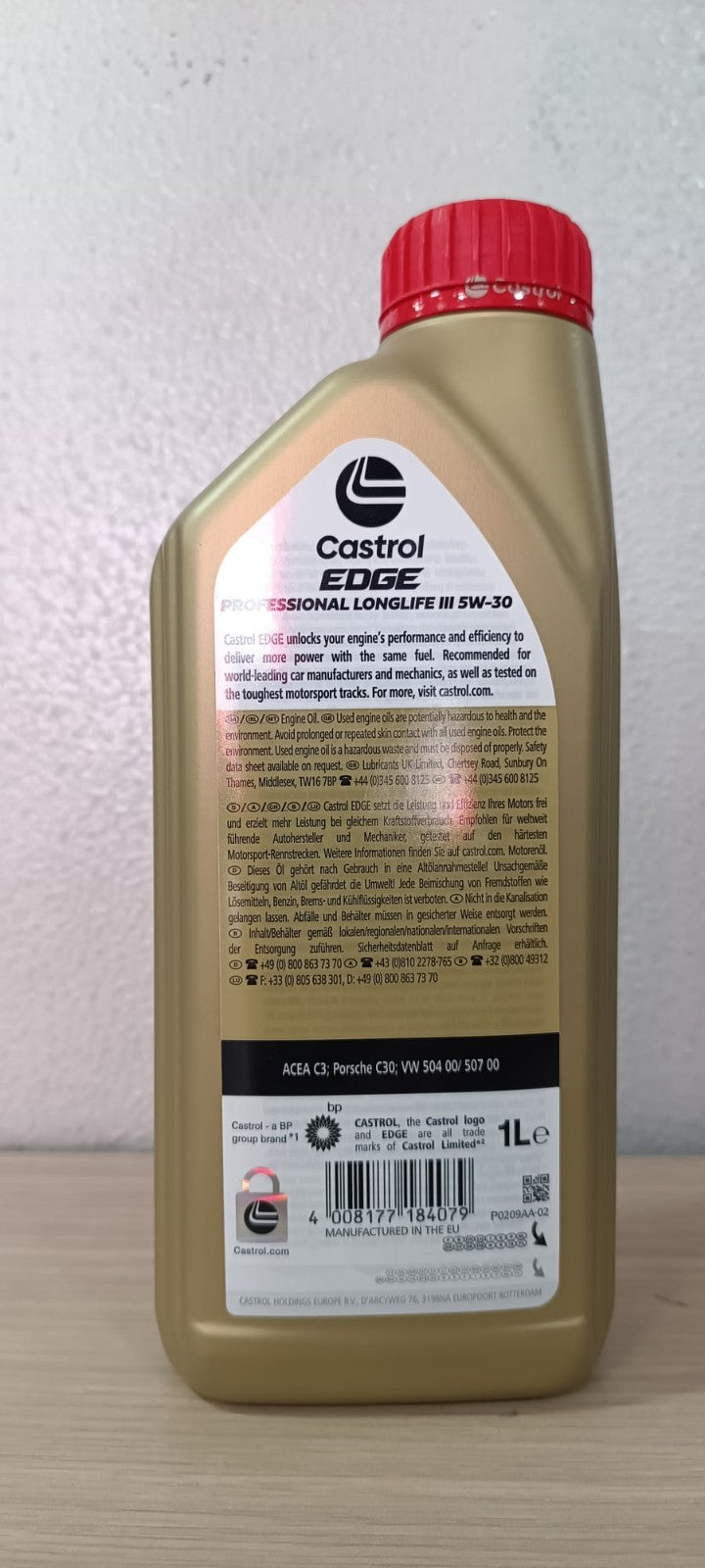 5 LITRI CASTROL 5W-30 EDGE PROFESSIONAL LONGLIFE III OLIO MOTORE VW 504/507/C30