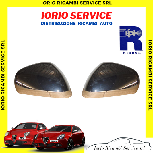 COPPIA CALOTTE SPECCHIO RETROVISORE DX SX ALFA ROMEO MITO 159 GIULIETTA CROMATE