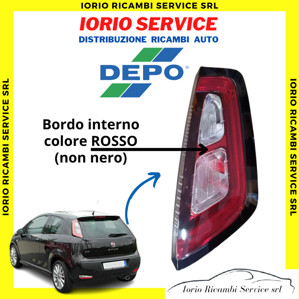 FARO DESTRO FIAT PUNTO EVO FANALE POSTERIORE GRUPPO OTTICO BORDO INTERNO ROSSO