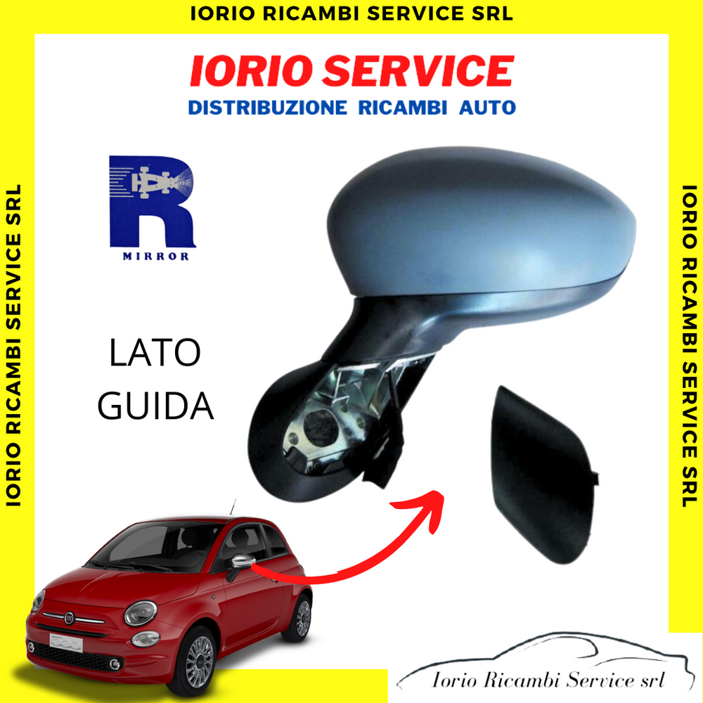SPECCHIO RETROVISORE SX ELETTRICO TERMICO NEW FIAT 500 3P  DAL 2007