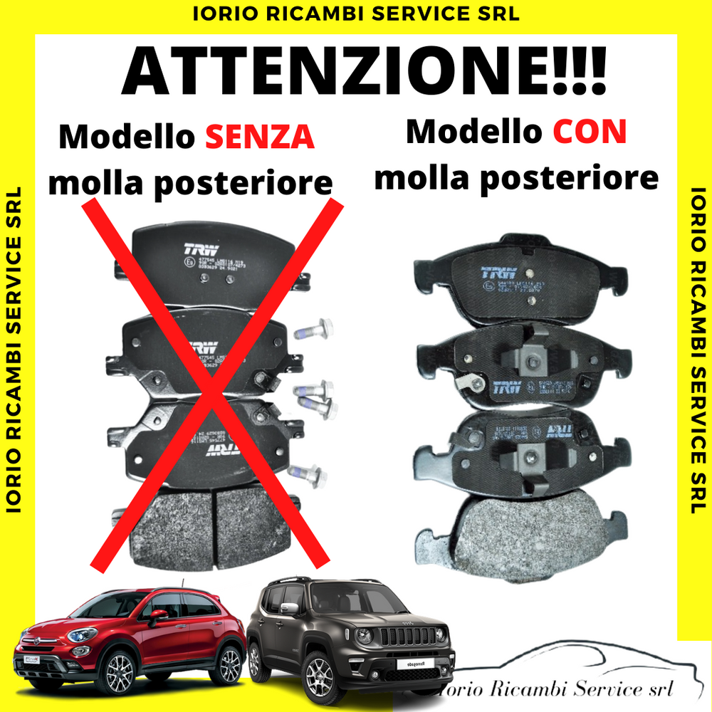 PASTIGLIE FRENI ANTERIORI ORIGINALI FIAT 500X JEEP RENEGADE 77368048 MOLLA POST