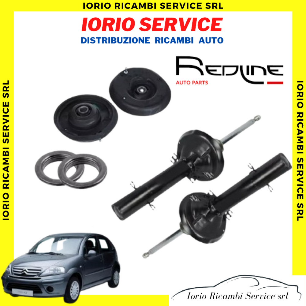 KIT COPPIA AMMORTIZZATORI ANTERIORI REDLINE+ KIT SUPPORTI COMPLETI CITROEN C2 C3