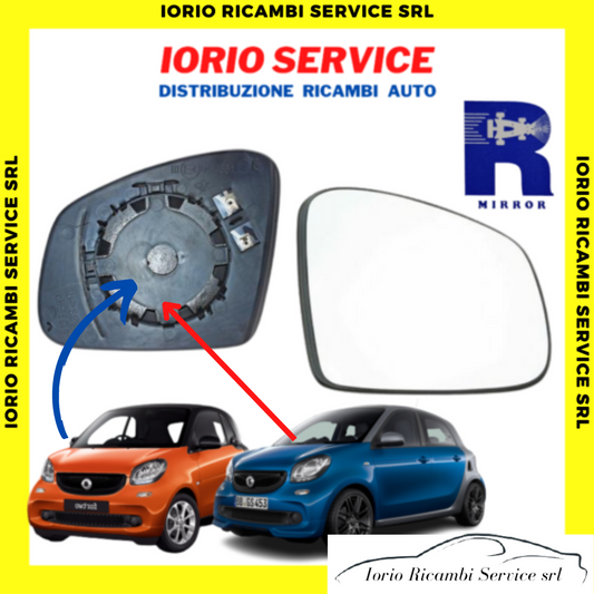 PIASTRA SPECCHIO TERMICA + VETRO DESTRO SMART 453 FORTWO FORFOUR TWINGO III 2014