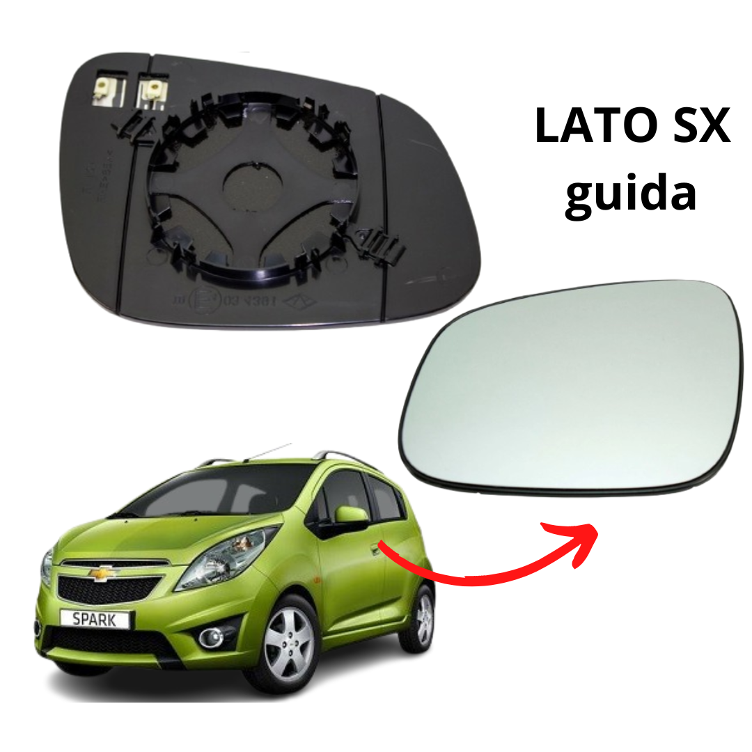 PIASTRA SPECCHIO TERMICO SINISTRO SX CON VETRO PER CHEVROLET SPARK  2010 AL 2012