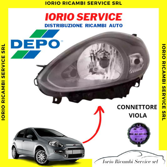 FARO ANT. SINISTRO FIAT PUNTO EVO  2009 PARABOLA NERA (GRIGIO FUME') CONN.VIOLA