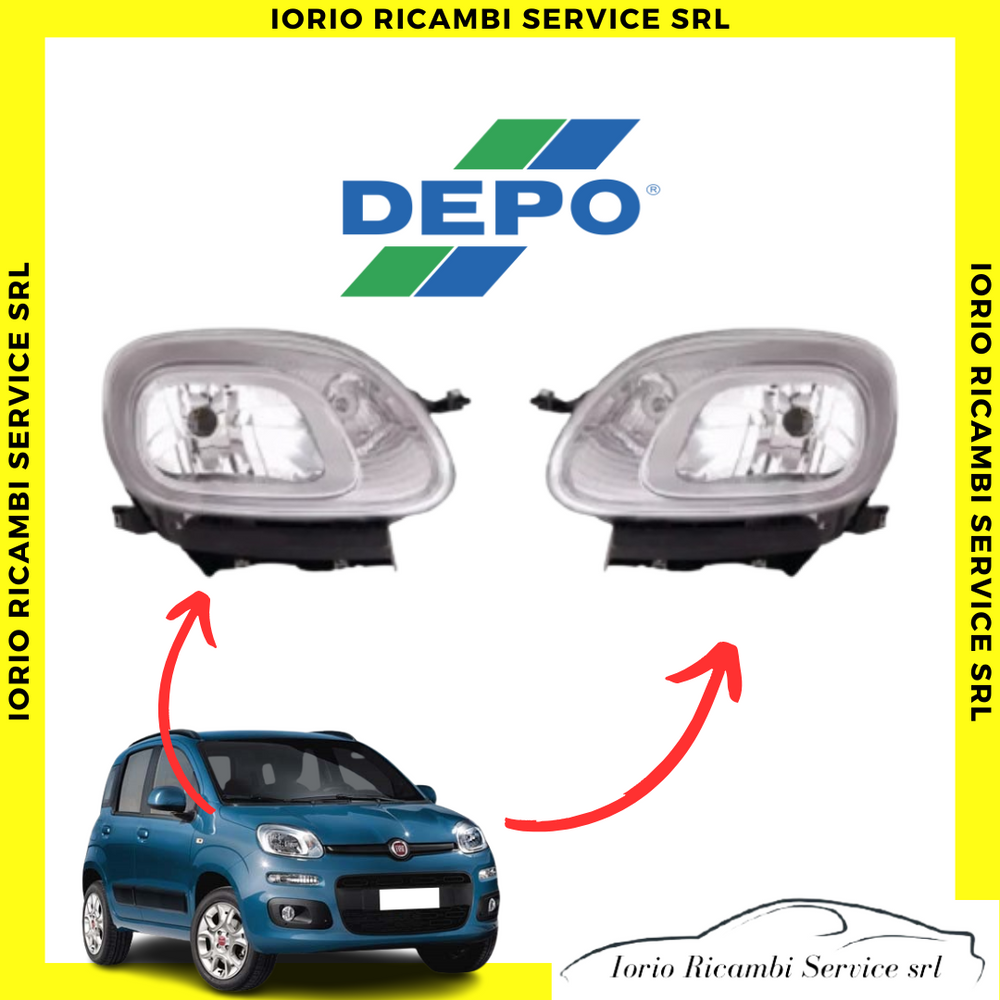COPPIA FARI PROIETTORI ANTERIORI DX SX CON MOTORE ELETTRICO FIAT PANDA 312 2012>