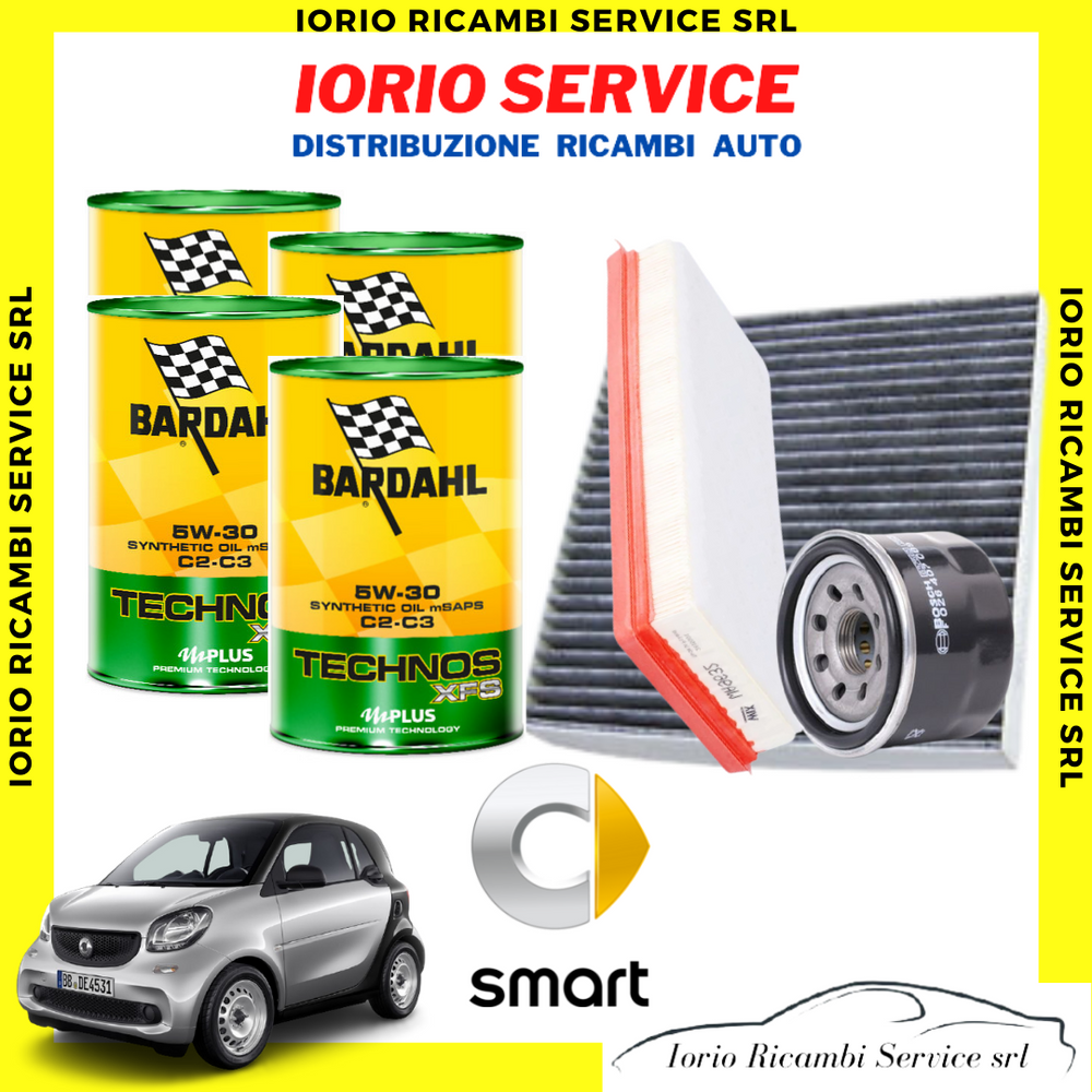 KIT TAGLIANDO 3 FILTRI + 4 Litri OLIO BARDAHL5W30 SMART 453 TWINGO III  2014 1.0