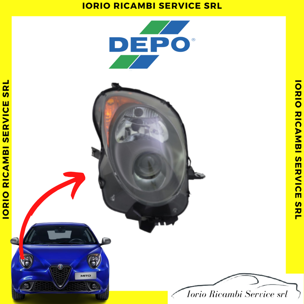 FARO ALFA ROMEO MITO FANALE PROIETTORE ANTERIORE DESTRO PARABOLA NERA