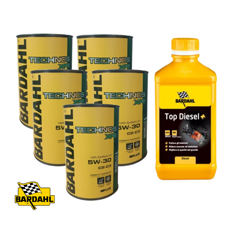 5 Litri Bardahl Technos 5W30 XFS C2 C3 Olio motore Sintetico + 1 LT TOP DIESEL +