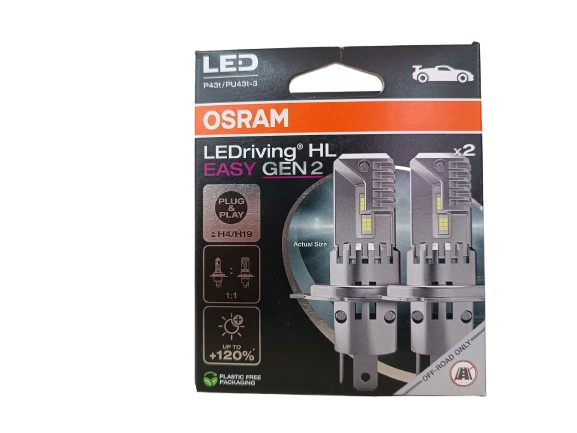 KIT 2 LAMPADE OSRAM H4 H19 LED GEN.2 / 6000K LUCE BIANCA NO ADATTATORI +120%