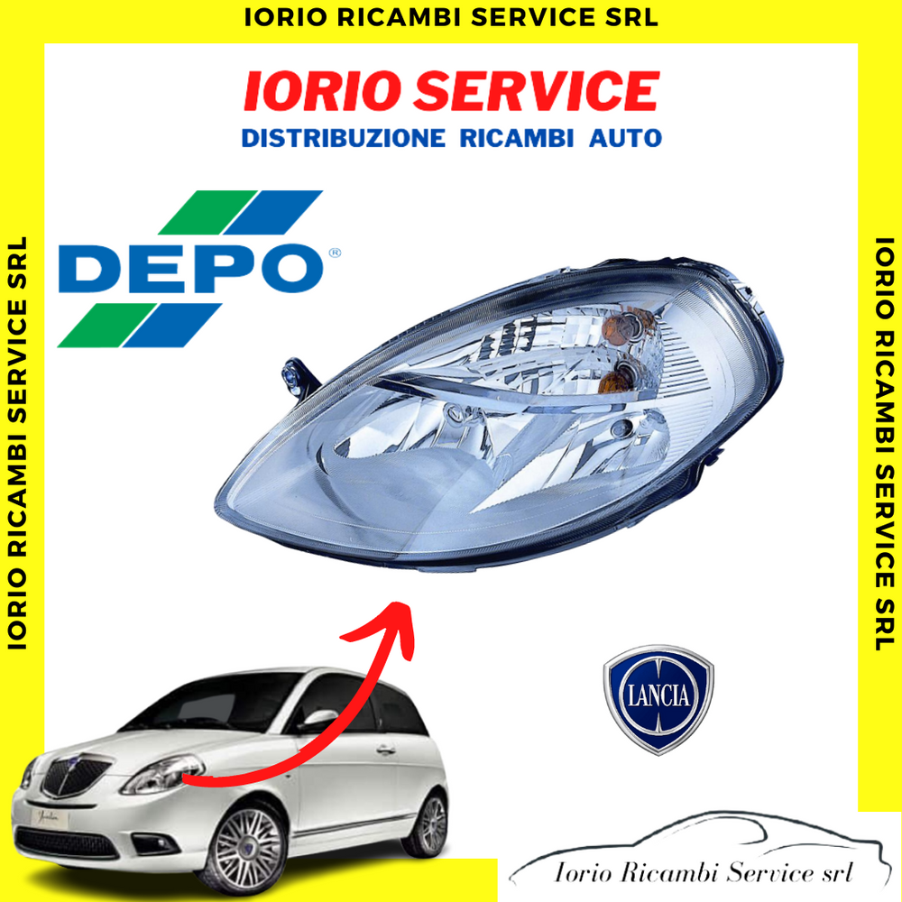 FARO ANTERIORE SINISTRO LANCIA YPSILON 843 09/2003>08/2006 MUSA 10/2004>08/2007