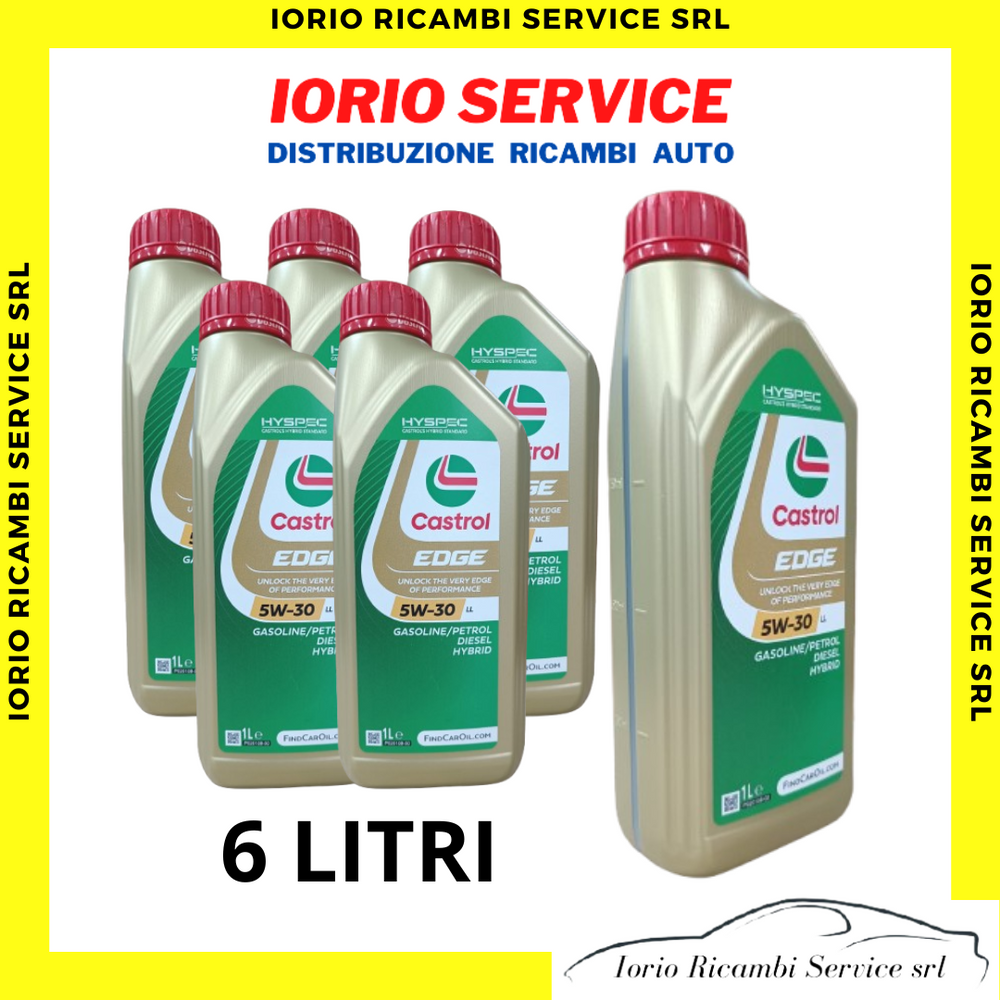 6 LITRI OLIO MOTORE CASTROL EDGE 5W30 LL BENZINA - DIESEL - HYBRID - ACEA C3