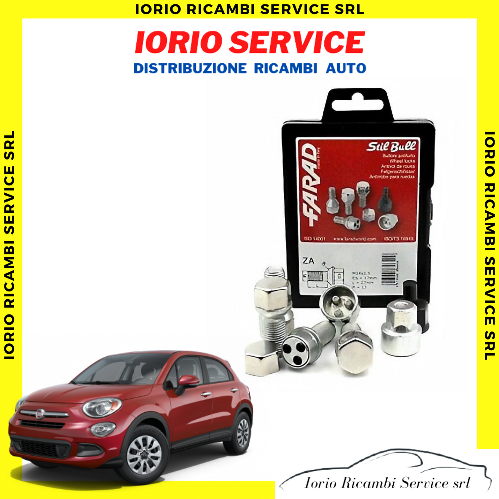 KIT 4 BULLONI ANTIFURTO AUTO per FIAT 500X CERCHI IN LEGA FARAD