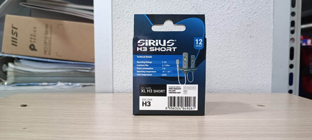 KIT 2 LAMPADE SIRIUS XL H3 SHORT auto/moto  CORTA 6300K 3600 LUMEN 12V CHIP 5530
