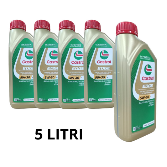 5 LITRI OLIO MOTORE CASTROL EDGE 5W30 LL BENZINA - DIESEL - HYBRID - ACEA C3