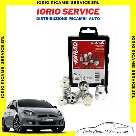 KIT 4 BULLONI ANTIFURTO AUTO per FIAT BRAVO II 2 CERCHI IN LEGA FARAD