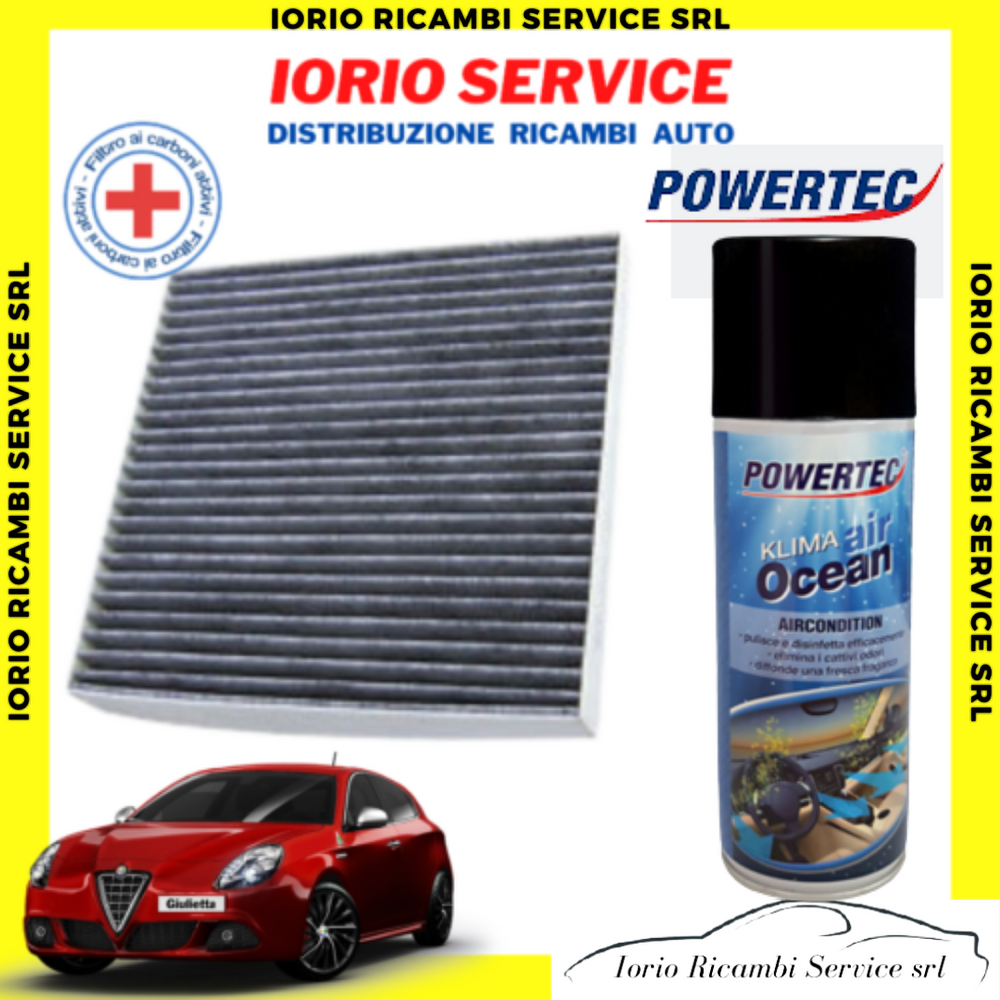 FILTRO ABITACOLO ANTIPOLLINE ALFA ROMEO GIULIETTA  + IGIENIZZANTE POWERTEC KLIMA