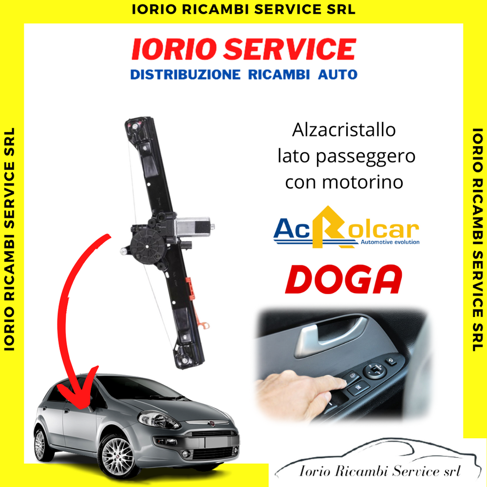 ALZACRISTALLI ELETTRICO ANTERIORE DESTRO CON MOTORINO 2PIN FIAT GRANDE PUNTO EVO