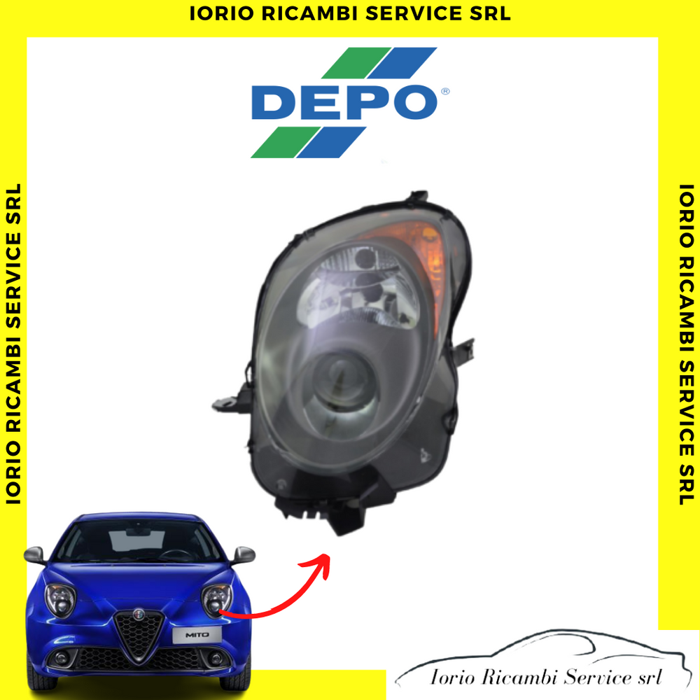 FARO ALFA ROMEO MITO FANALE PROIETTORE ANTERIORE SINISTRO PARABOLA NERA
