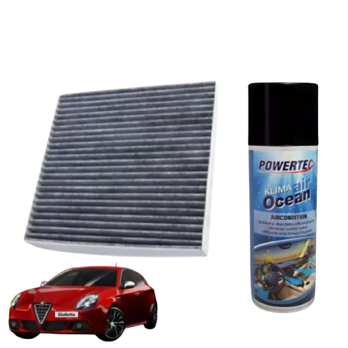 FILTRO ABITACOLO ANTIPOLLINE ALFA ROMEO GIULIETTA  + IGIENIZZANTE POWERTEC KLIMA