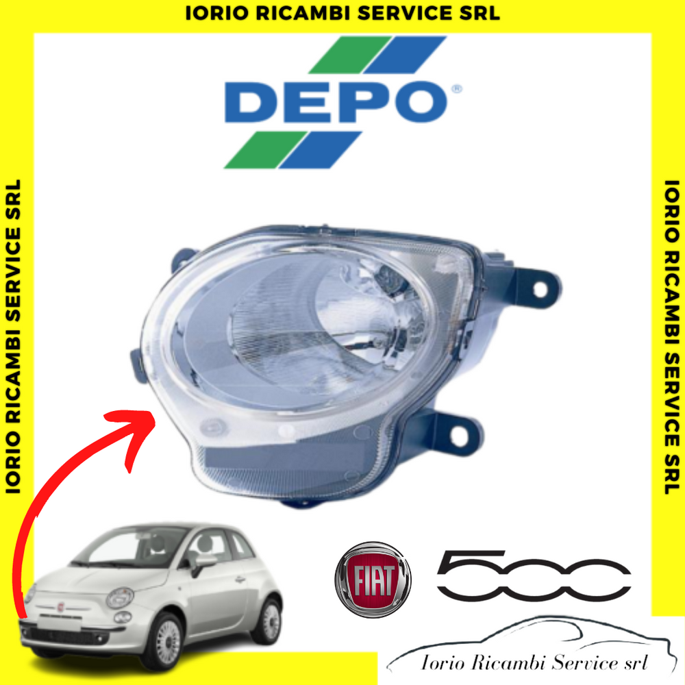 FARO INFERIORE DESTRO DX FIAT 500 2007 2015 FANALE PROIETTORE LUCE DI POSIZIONE