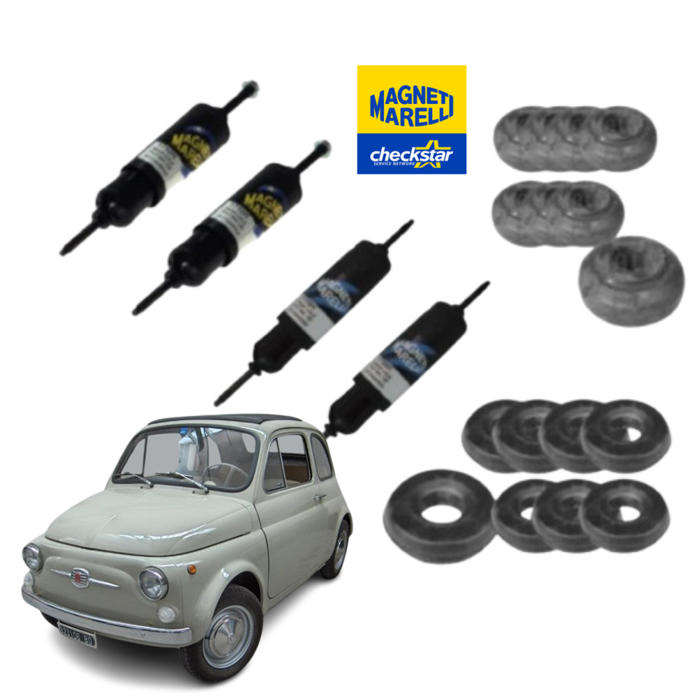 KIT 4 AMMORTIZZATORI ANT+POST FIAT 500 F/L/R 126 MAGNETI MARELLI + 16 GOMMINI