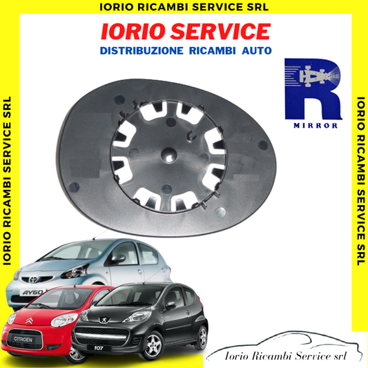 PIASTRA SPECCHIO SINISTRO CON VETRO CITROEN C1 PEUGEOT 107 TOYOTA AYGO 2005>14