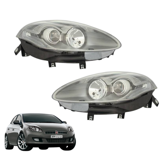 COPPIA FARI FIAT BRAVO II DAL 2010 PARABOLA GRIGIO SCURA CON MOTOTINO ELETTRICO