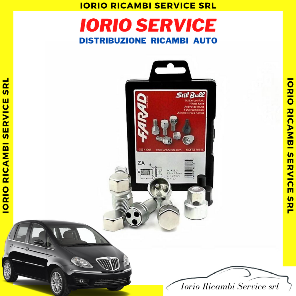 KIT 4 BULLONI ANTIFURTO AUTO per LANCIA YPSILON MUSA CERCHI IN LEGA FARAD