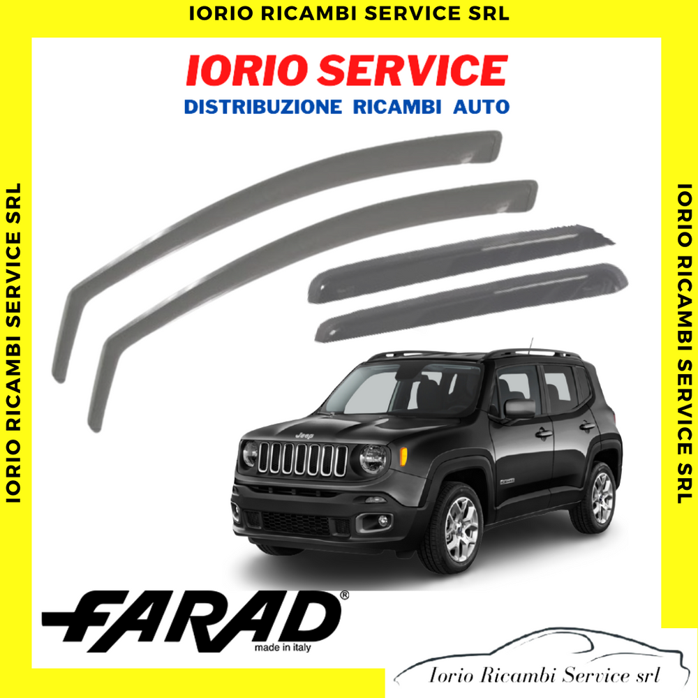 KIT 4 DEFLETTORI ARIA ANTERIORI per JEEP RENEGADE FARAD fumè ANTITURBO ANTIVENTO