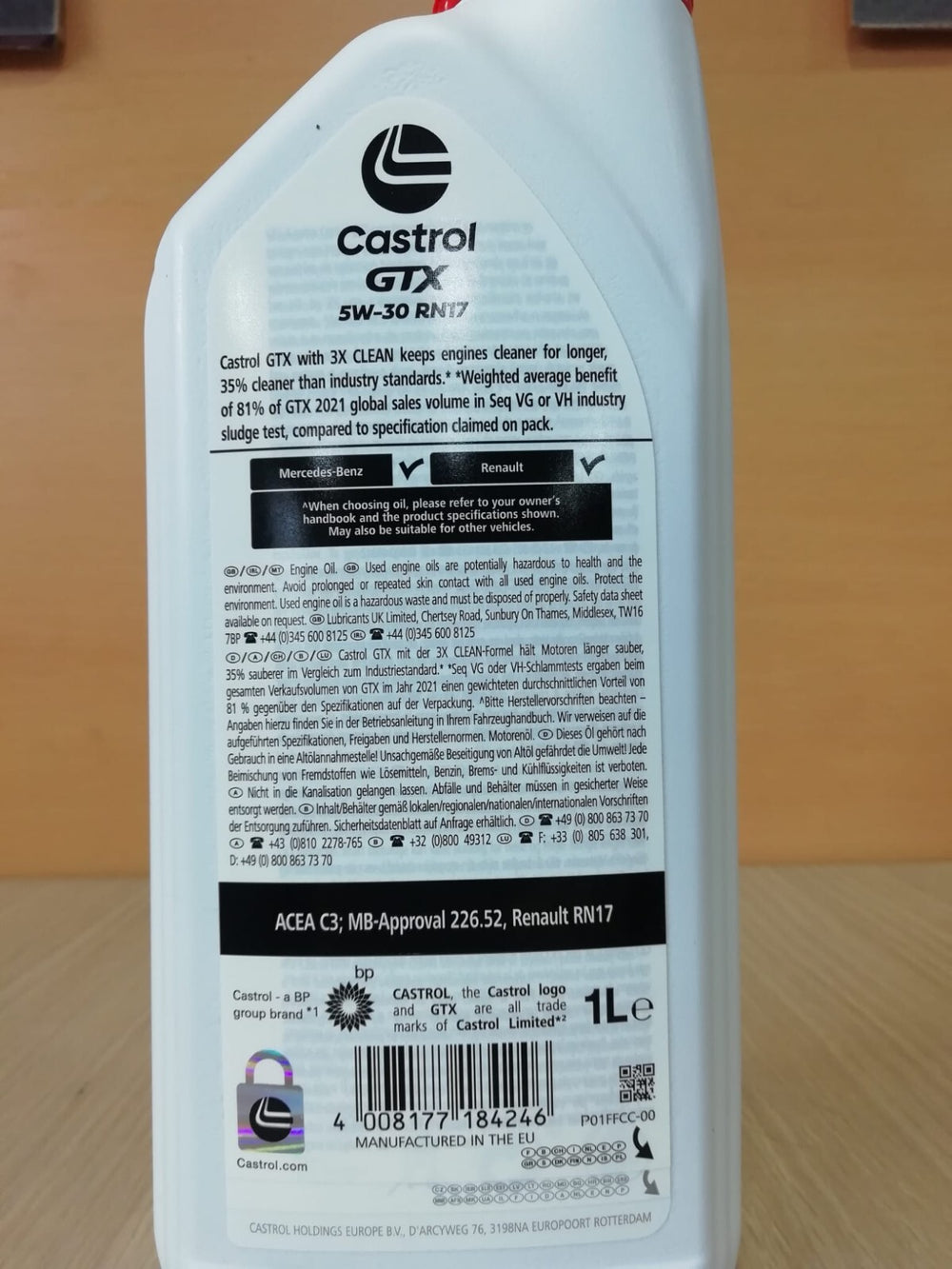 5 LITRI OLIO MOTORE CASTROL GTX 5W30 RN17 HELPS EXSTEND ENGINE LIFE DIESEL A3/B4