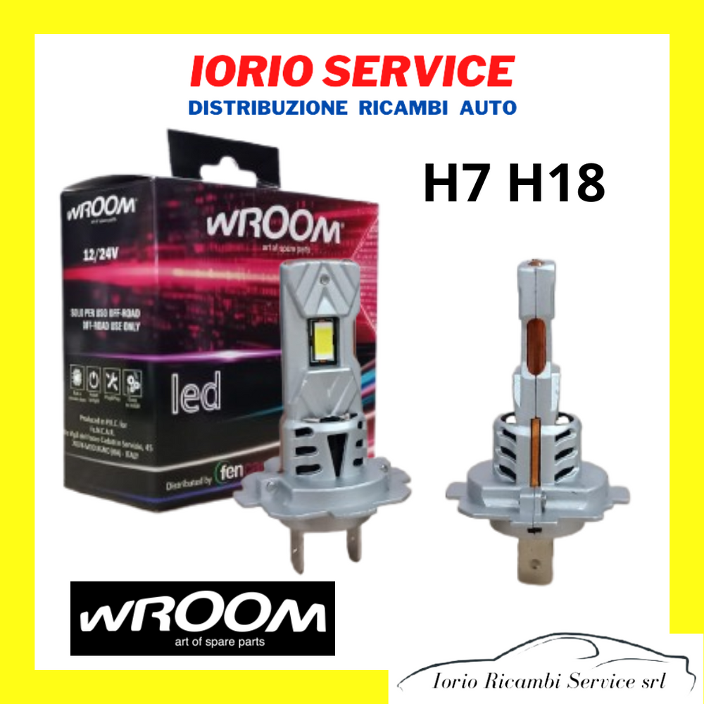 KIT LAMPADE LED H7 H18 WROOM PLUG&PLAY AUTO MOTO ANABBAGLIANTE ABBAGLIANTE 6000K