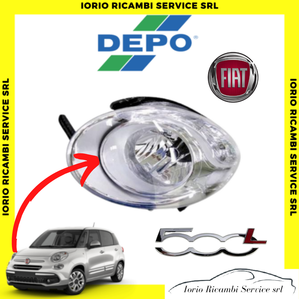 FARO ANTERIORE SUPERIORE DESTRO DX FIAT 500L >2012 CON MOTORE ELETTRICO