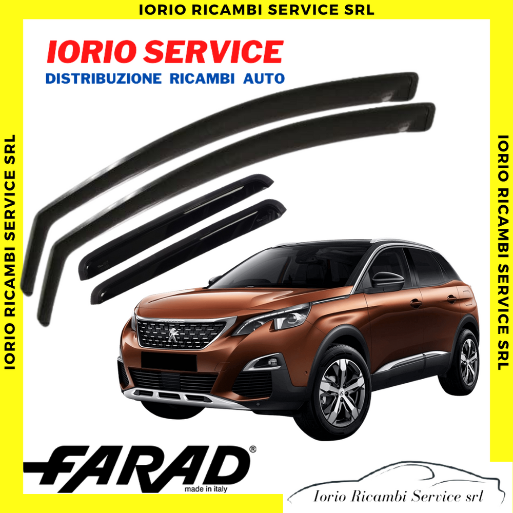 KIT 4 DEFLETTORI ARIA PEUGEOT 3008 5P 2016  FARAD fumé ANTITURBO ANTIVENTO