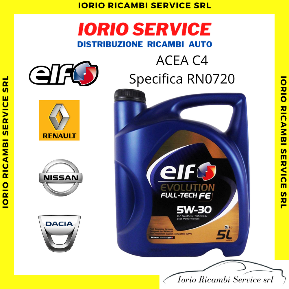 LATTA 5 LITRI OLIO MOTORE ELF EVOLUTION FULL-TECH FE 5W30 RENAULT RN0720 ACEA C4