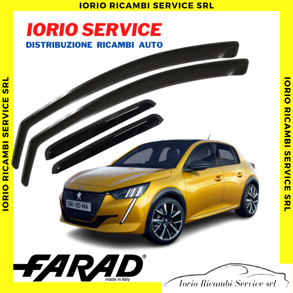 KIT 4 DEFLETTORI ARIA per PEUGEOT 208 2019> 5P FARAD fumè ANTITURBO ANTIVENTO
