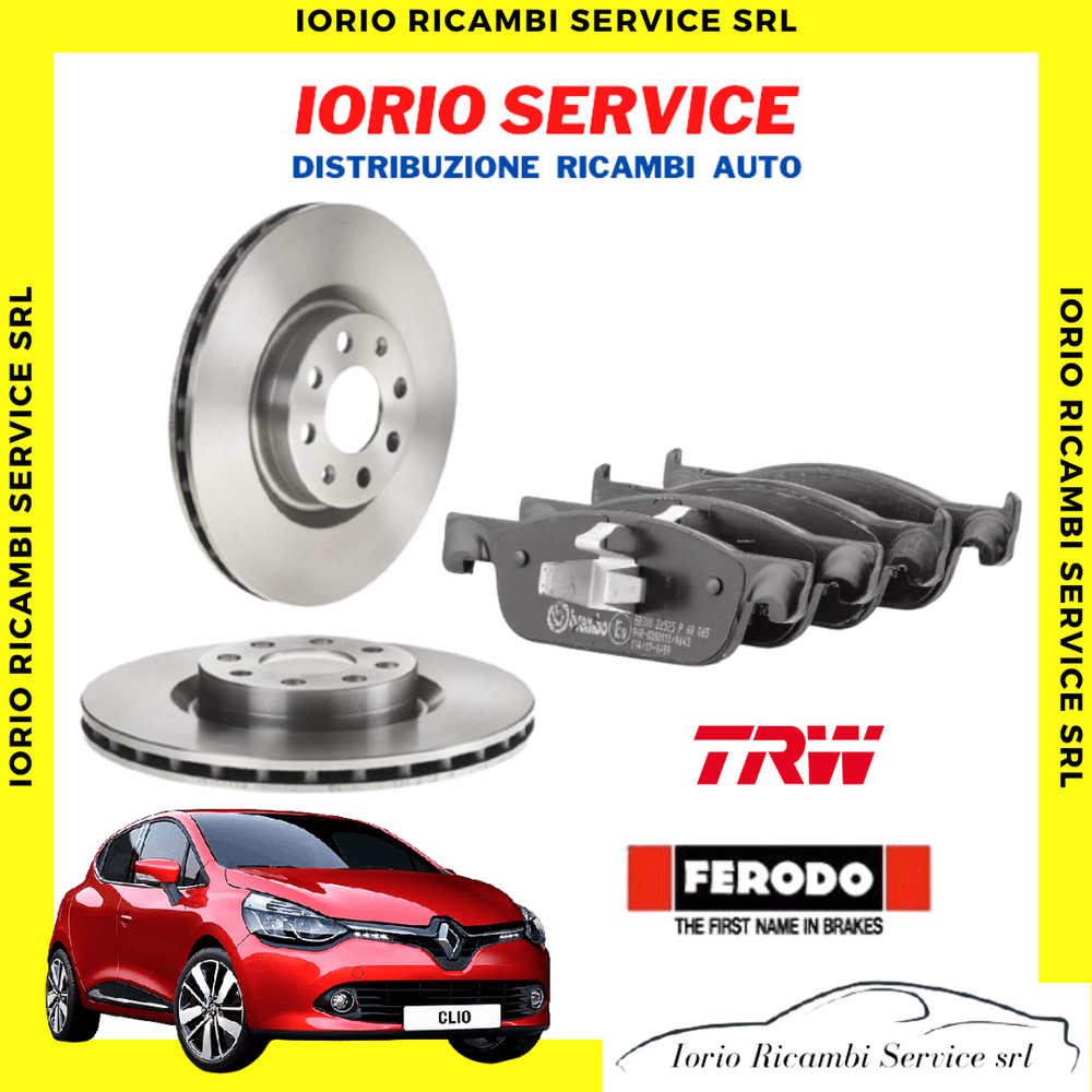KIT DISCHI FRENO TRW + PASTIGLIE TRW/FERODO ANTERIORI RENAULT CLIO 4 IV DAL 2014